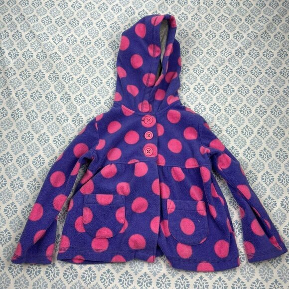 3/$15 Carters Purple And Pink Polka Dot Hooded Fleece Jacket toddlers - Picture 2 of 6